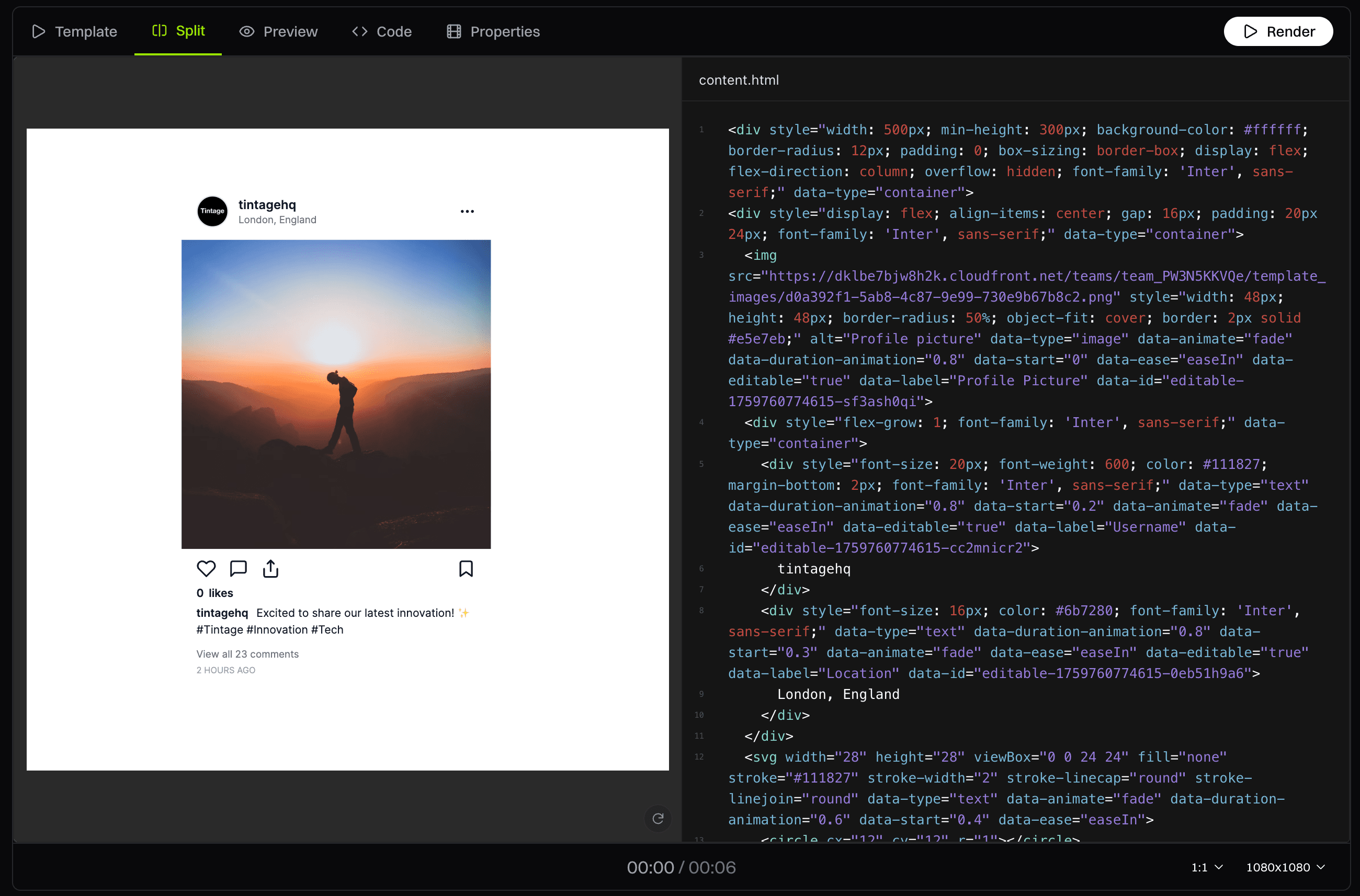 No-code editor preview
